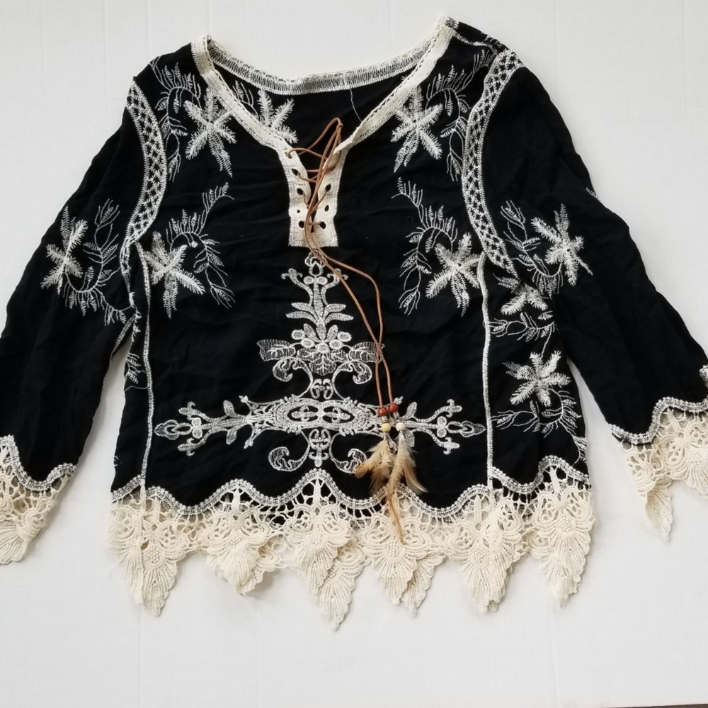 Flare Cuff Floral Black